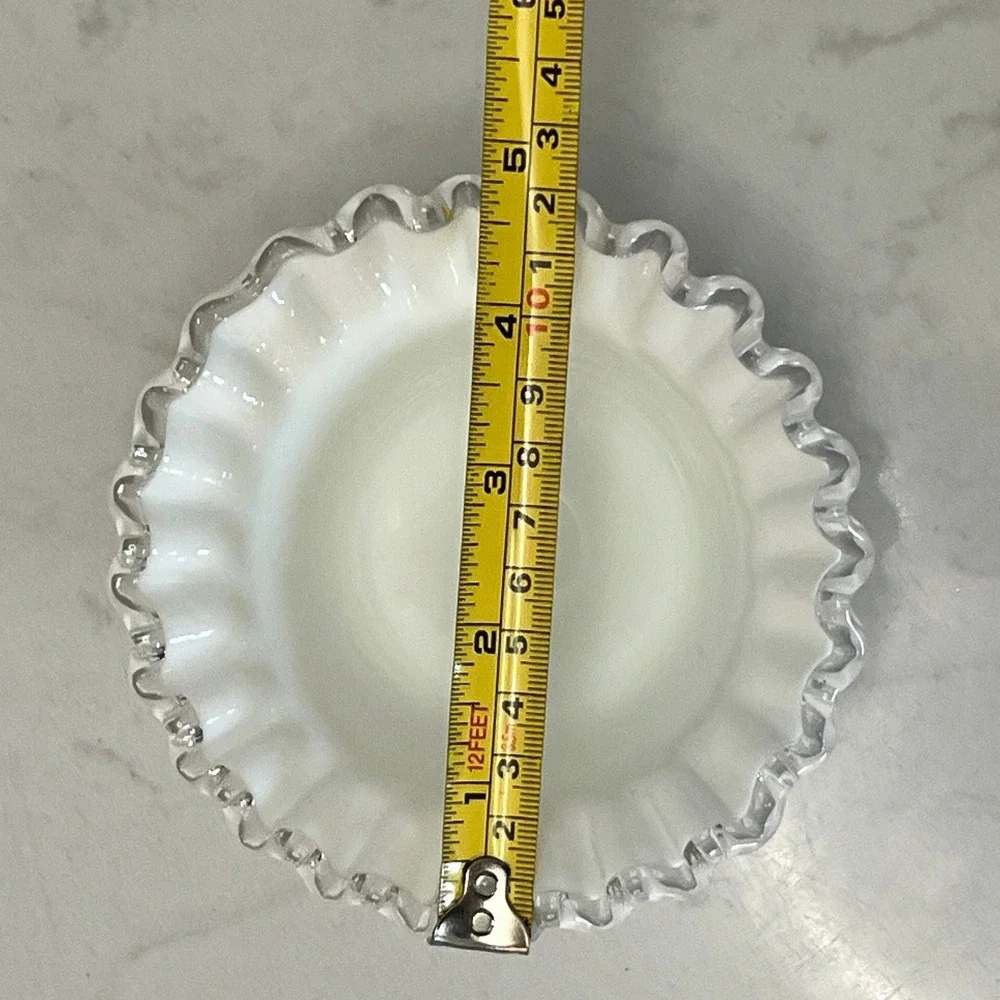 Fenton Silver Crest Bowl Ruffled Edge Mayonnaise‎ Bowl Underplate Milk Glass Vtg